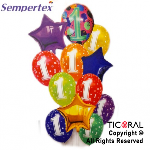 SET DE GLOBOS NUMEROS MULTICOLOR NRO 1 12 UNIDADES X 1